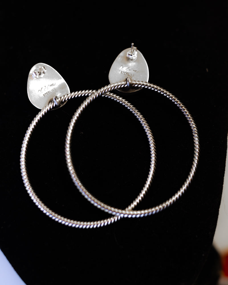 Kingman Turquoise Hoop Earrings - Smokin' Blues Turquoise