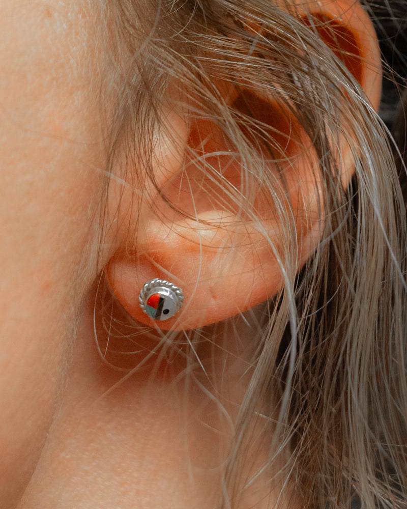 Zuni Post Earrings - Smokin' Blues Turquoise
