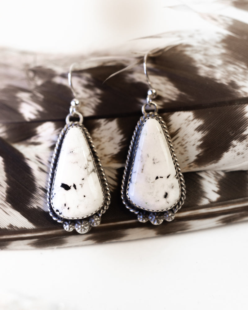 White Buffalo Earrings - Smokin' Blues Turquoise