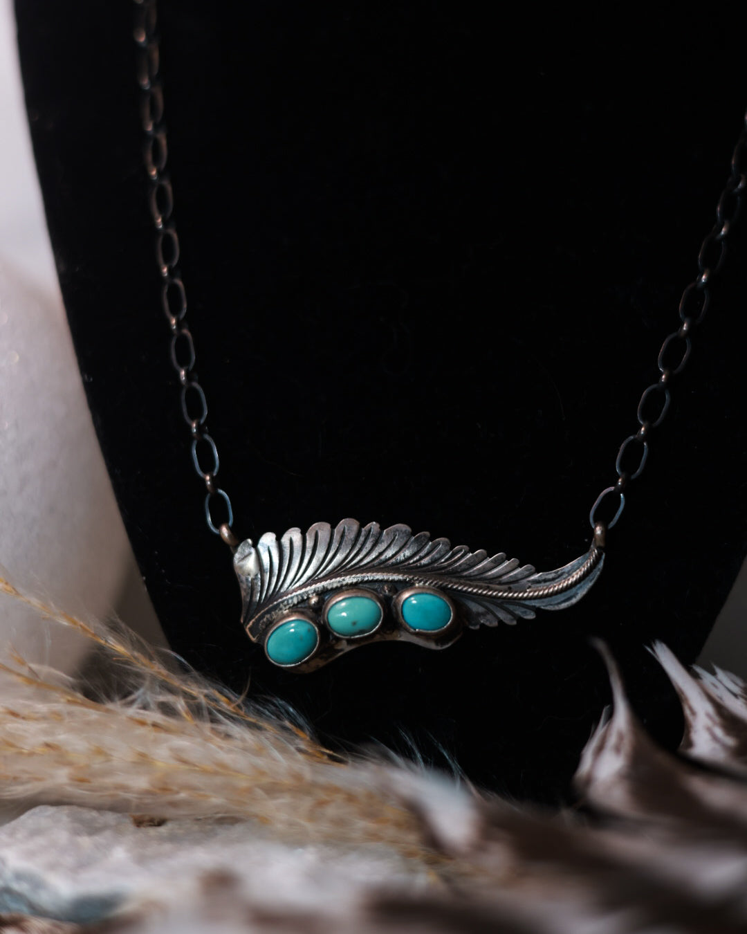 Turquoise Feather Necklace