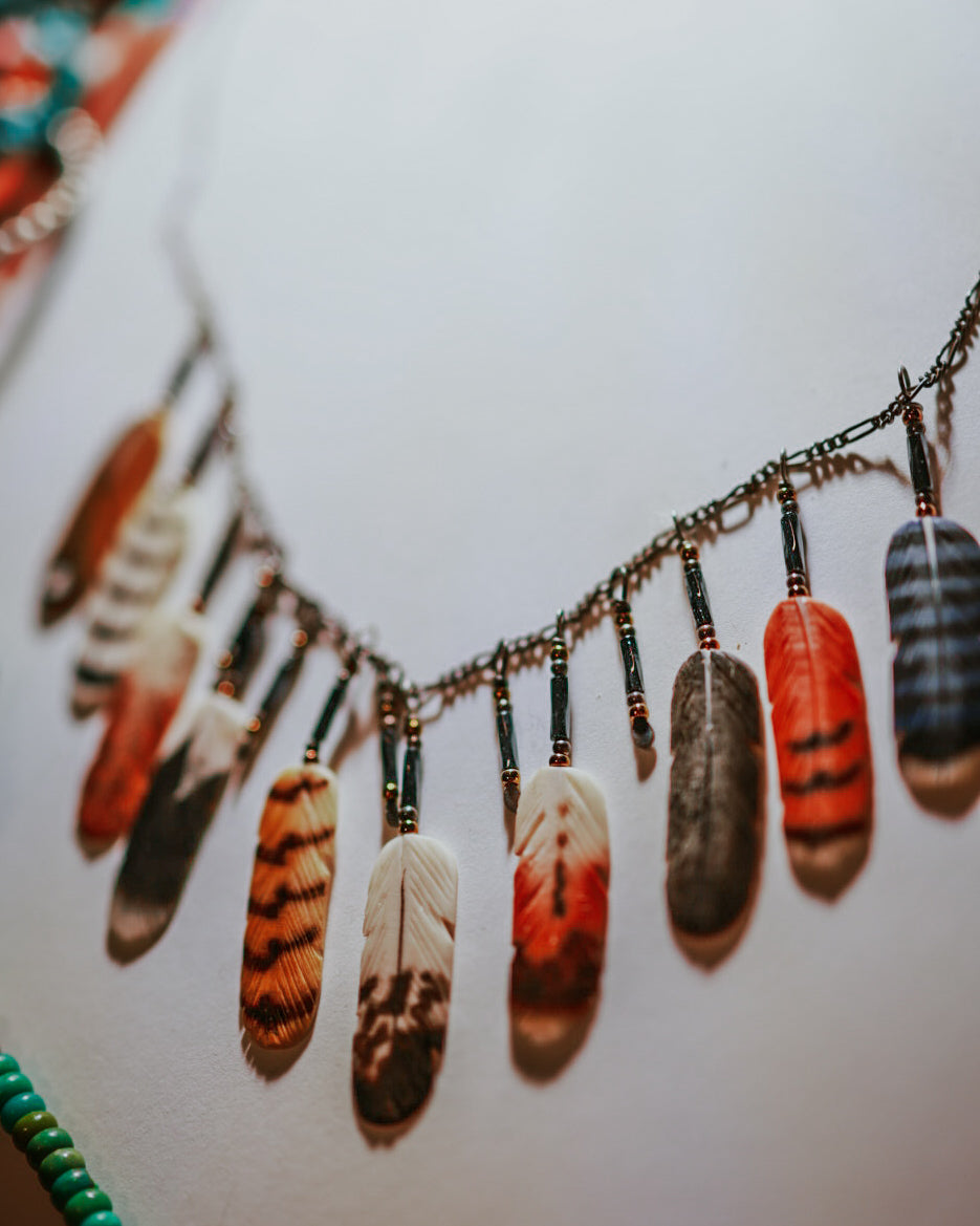 Feather Necklace - Smokin' Blues Turquoise