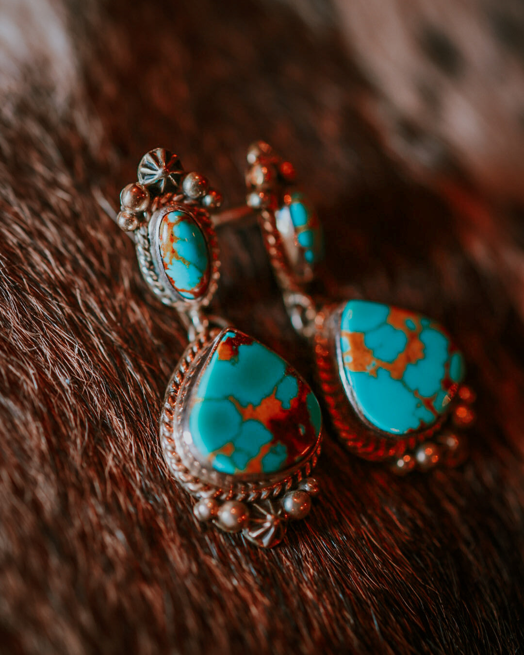 Turquoise earrings - Smokin' Blues Turquoise