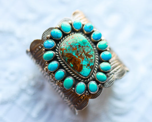 Turquoise Cluster Cuff - Smokin' Blues Turquoise