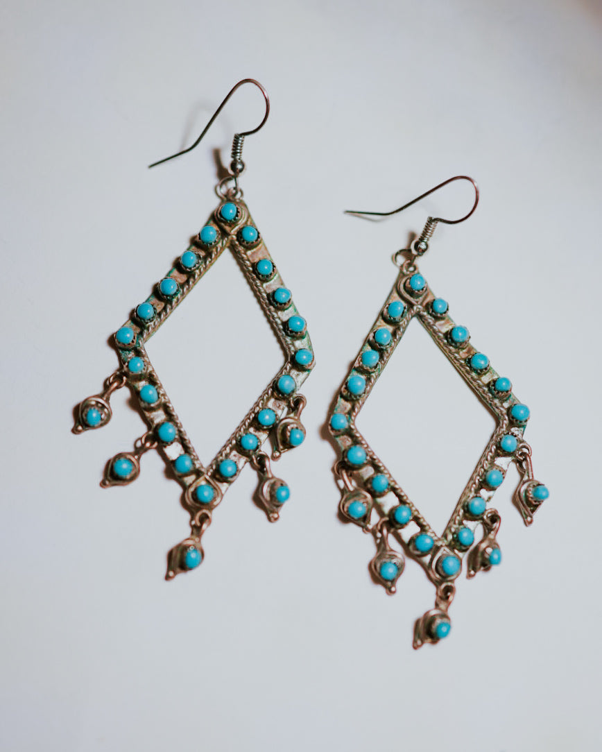 Turquoise Chandelier Earrings - Smokin' Blues Turquoise