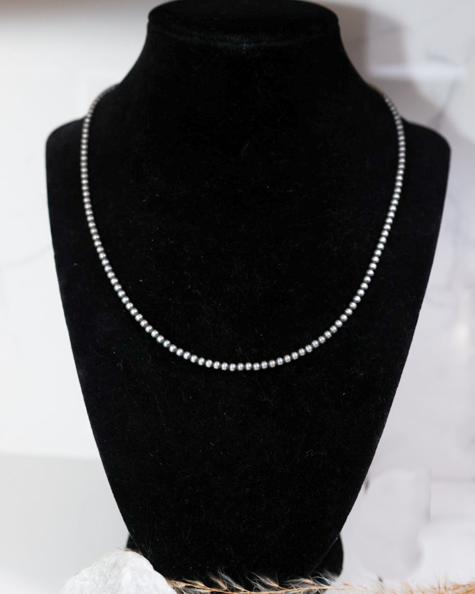 Navajo Pearl Necklace - 3MM 18” - Smokin' Blues Turquoise