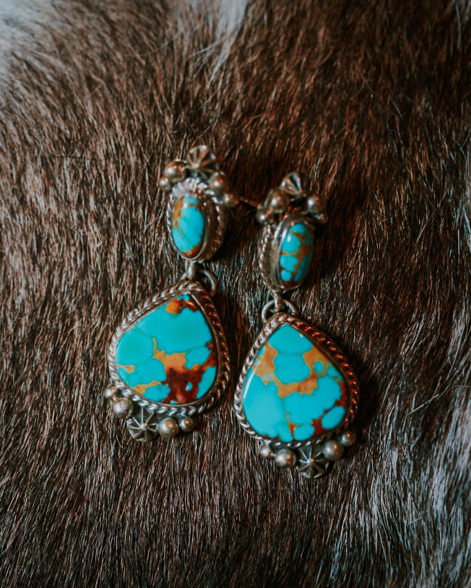 Turquoise earrings - Smokin' Blues Turquoise