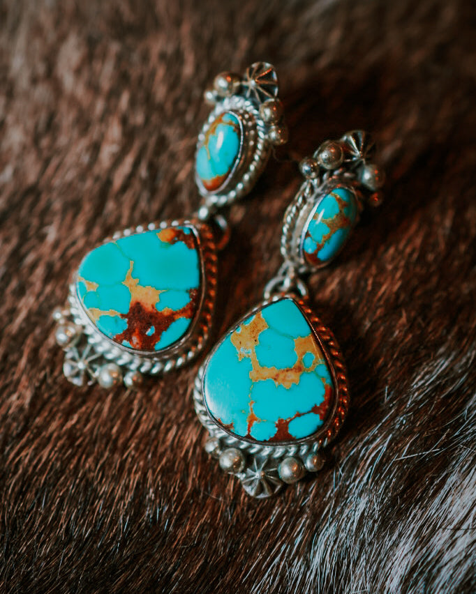 Turquoise earrings - Smokin' Blues Turquoise