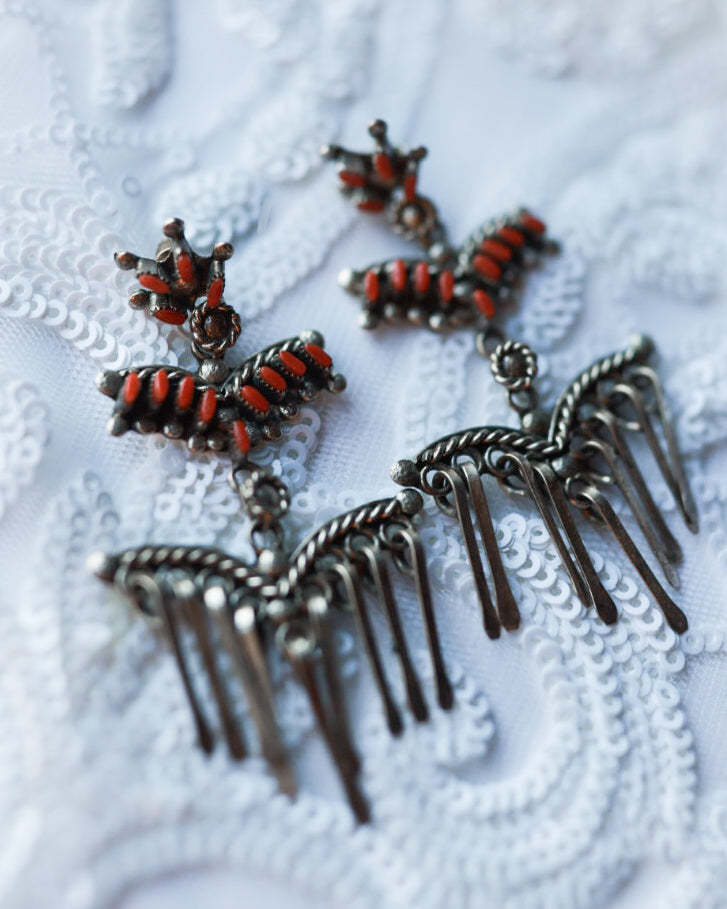 Coral Fringe Earrings