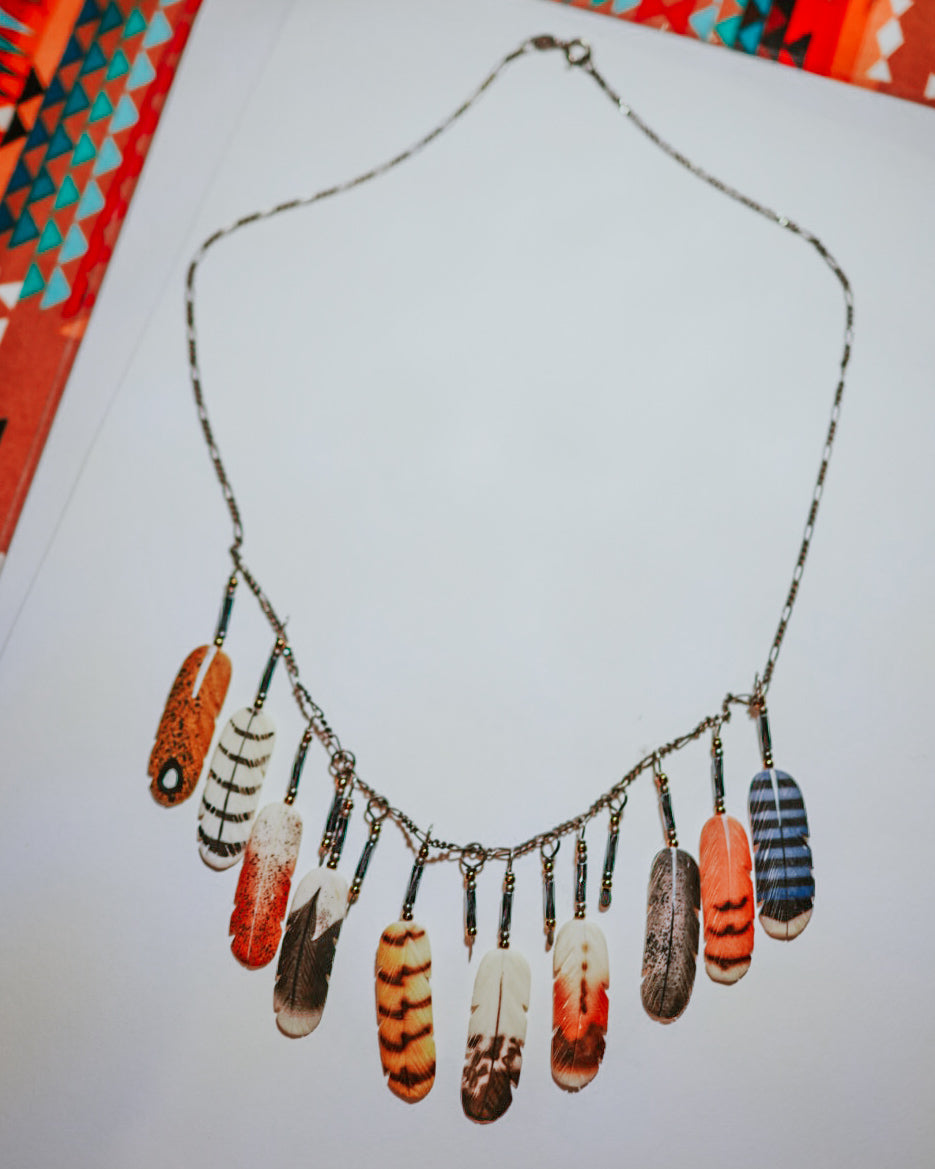 Feather Necklace - Smokin' Blues Turquoise