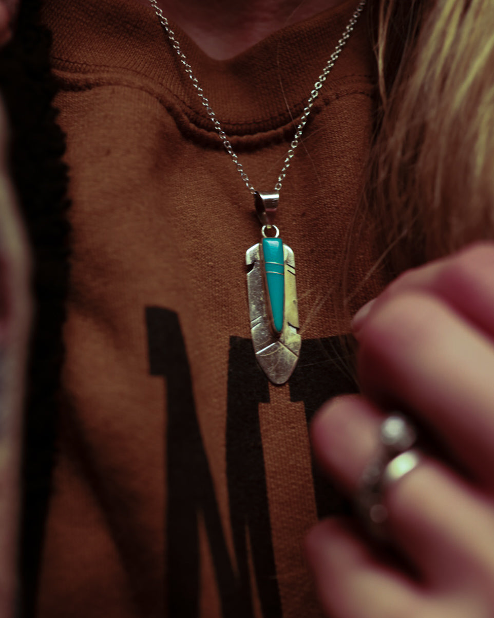 Turquoise Feather Pendant