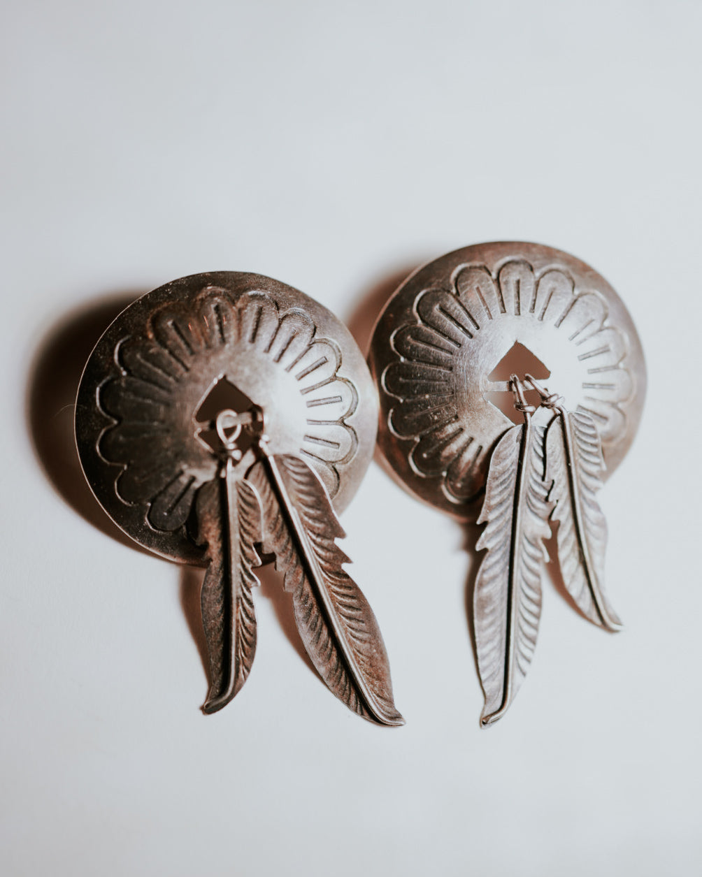 Sterling Silver Feather Earrings - Smokin' Blues Turquoise