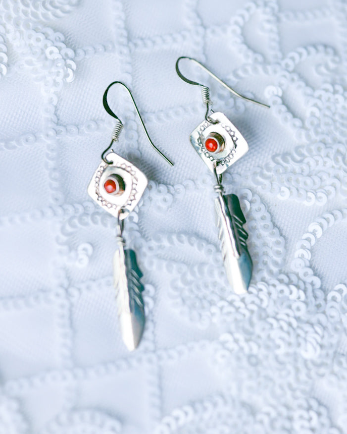 Coral Earrings - Smokin' Blues Turquoise