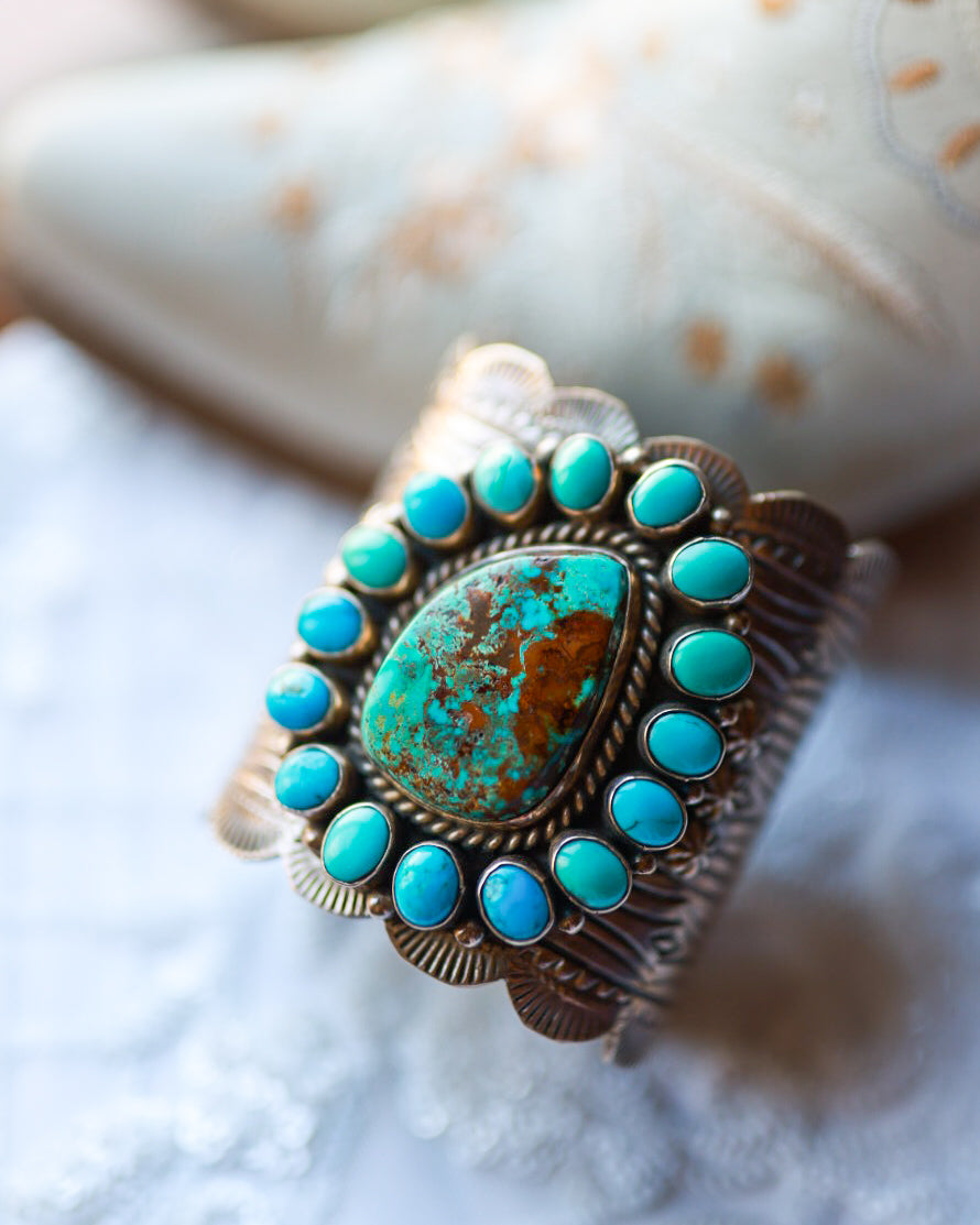 Turquoise Cluster Cuff - Smokin' Blues Turquoise