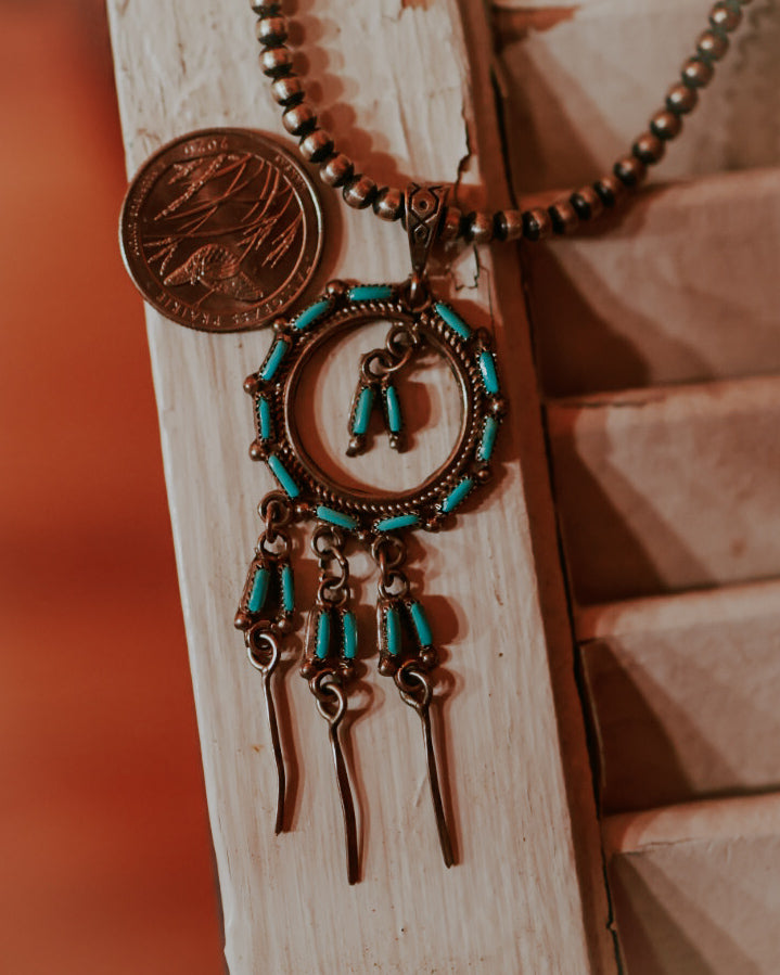 Dreamcatcher Necklace - Smokin' Blues Turquoise