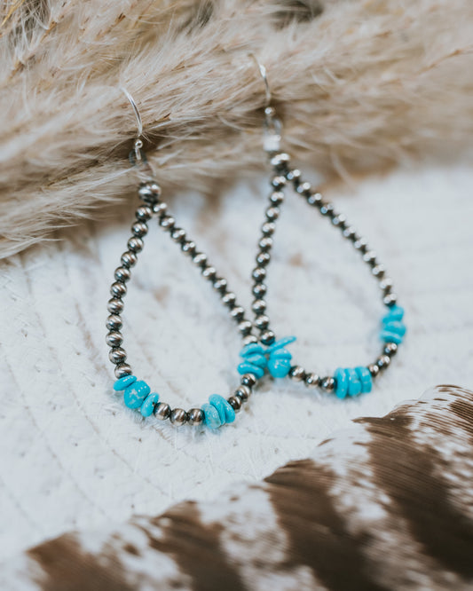 Navajo Pearl Earrings - Smokin' Blues Turquoise