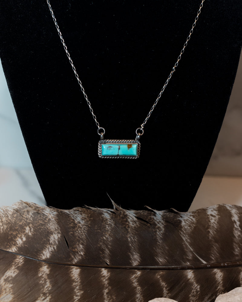 Turquoise Bar Necklace | Kingman Turquoise - Smokin' Blues Turquoise