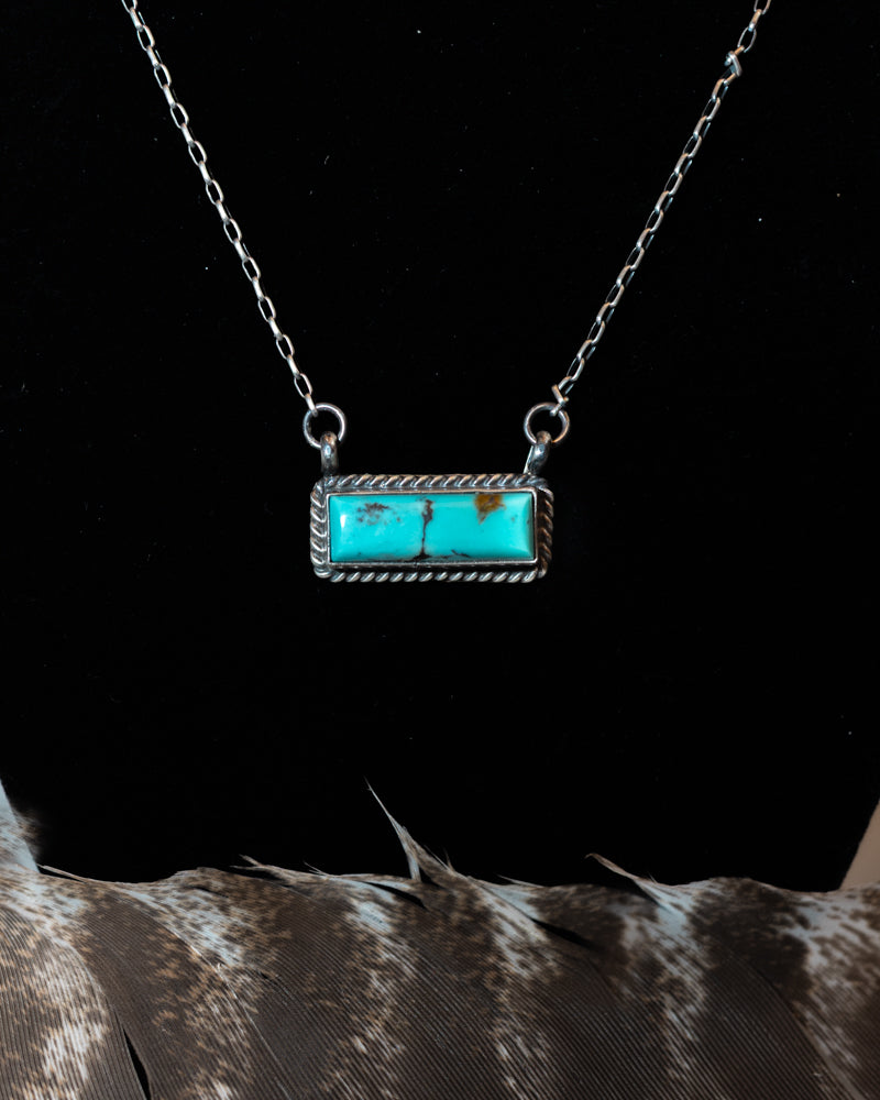Turquoise Bar Necklace | Kingman Turquoise - Smokin' Blues Turquoise