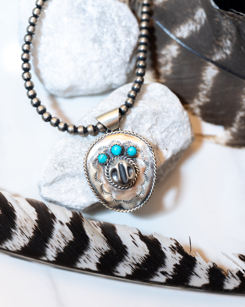 Cowboy Hat Pendant | Authentic Turquoise - Smokin' Blues Turquoise