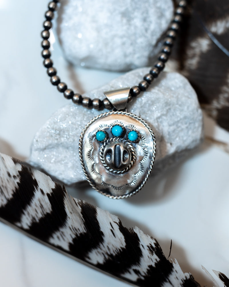 Cowboy Hat Pendant | Authentic Turquoise - Smokin' Blues Turquoise