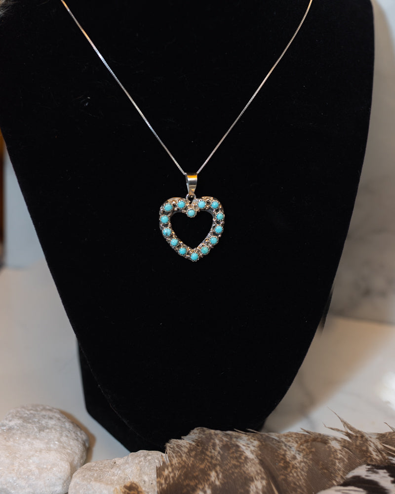 Turquoise Heart Necklace - Smokin' Blues Turquoise