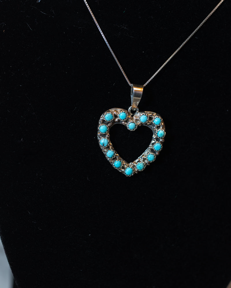 Turquoise Heart Necklace - Smokin' Blues Turquoise