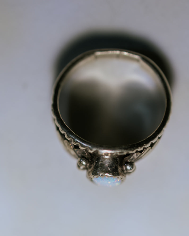 Opal & Sterling Silver Ring Size 7 - Smokin' Blues Turquoise