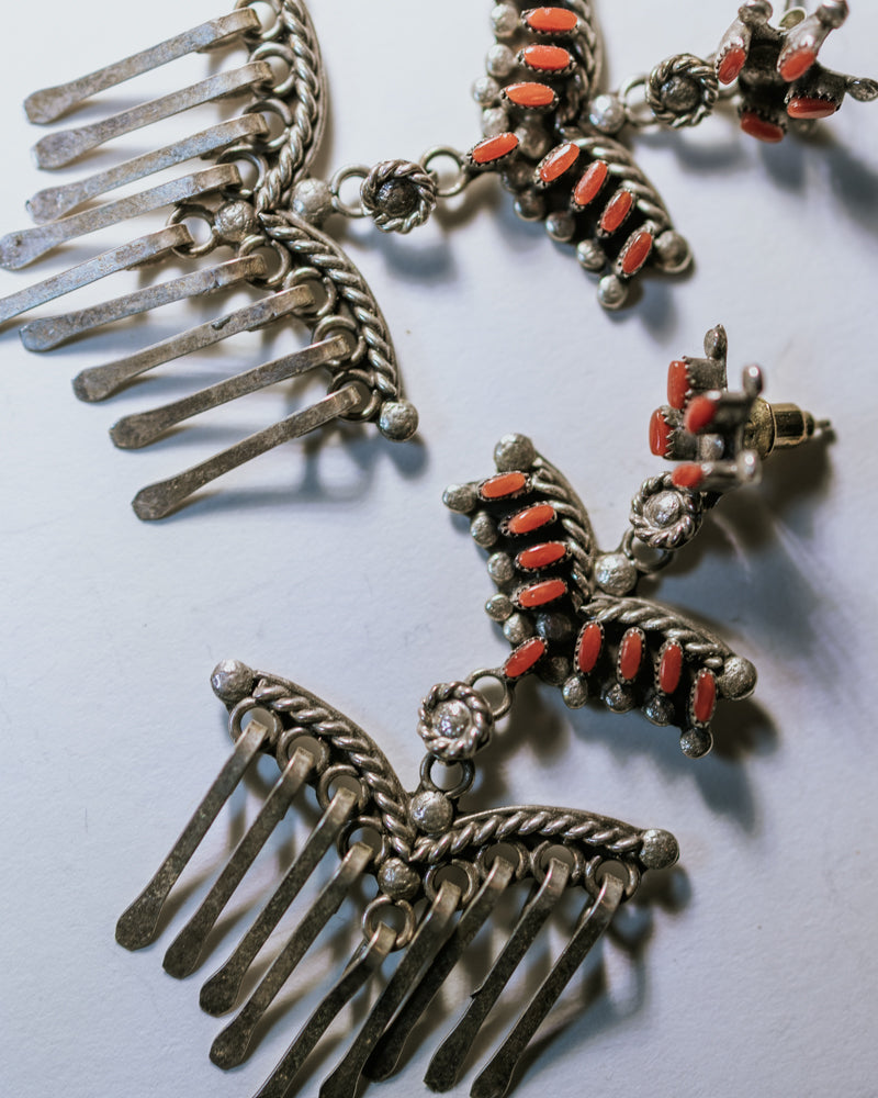 Coral Fringe Earrings - Smokin' Blues Turquoise