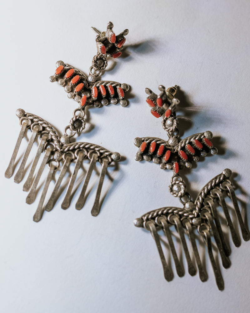 Coral Fringe Earrings - Smokin' Blues Turquoise