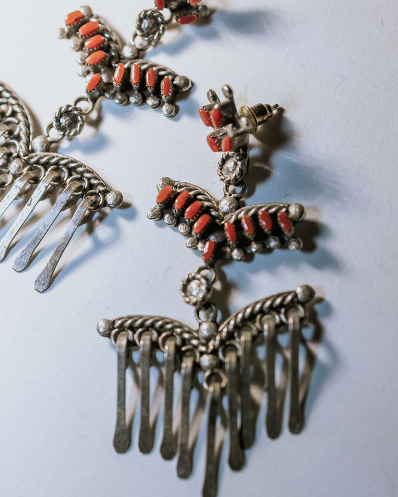 Coral Fringe Earrings - Smokin' Blues Turquoise