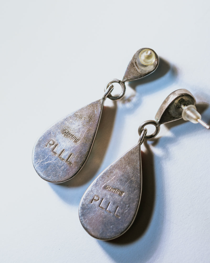 Inlay Turquoise Zuni Earrings - Smokin' Blues Turquoise