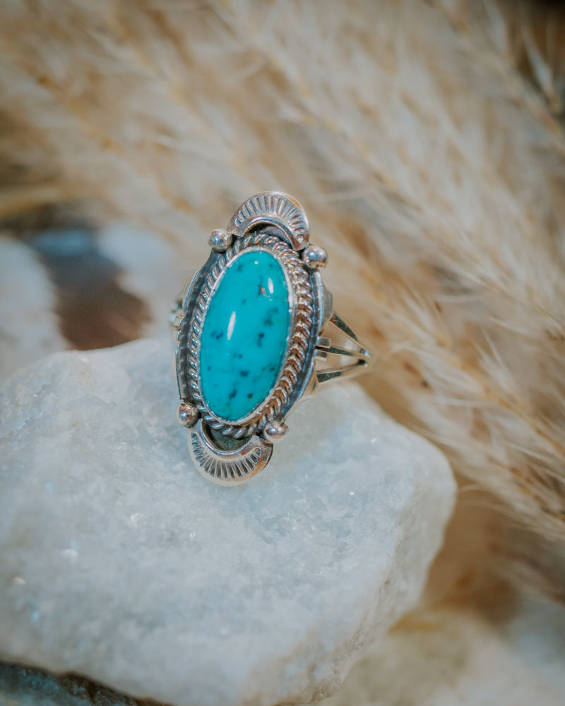 Turquoise Ring Size 8 - Smokin' Blues Turquoise