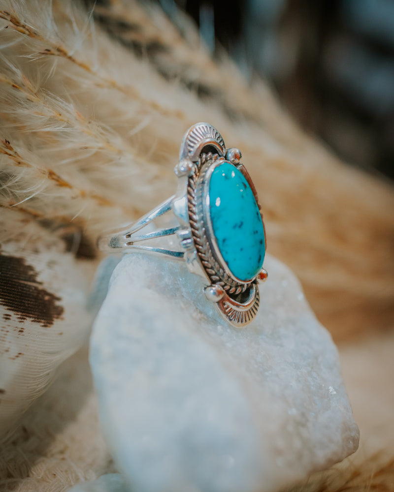 Turquoise Ring Size 8 - Smokin' Blues Turquoise