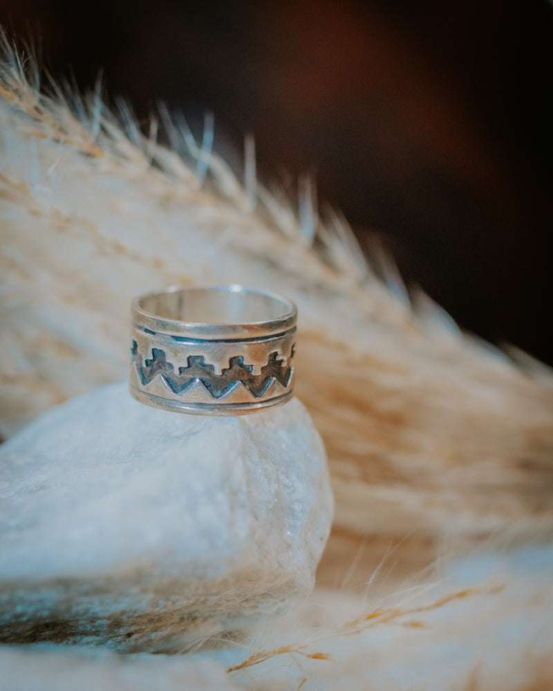Sterling Silver Ring Size 4 - Smokin' Blues Turquoise