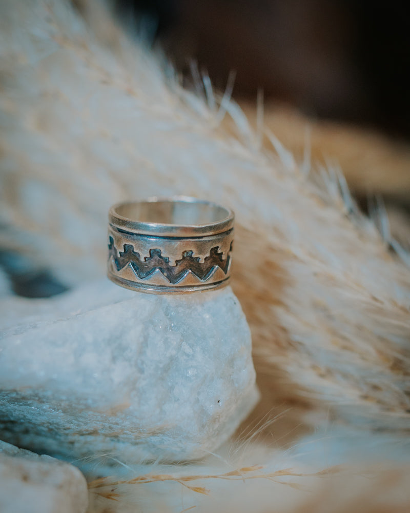 Sterling Silver Ring Size 4 - Smokin' Blues Turquoise