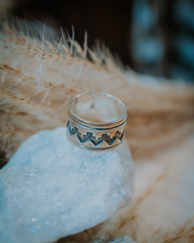 Sterling Silver Ring Size 4 - Smokin' Blues Turquoise