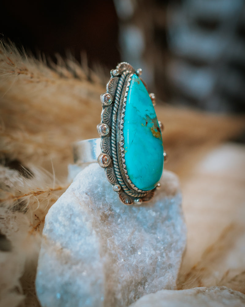 Turquoise Ring Adjustable - Smokin' Blues Turquoise