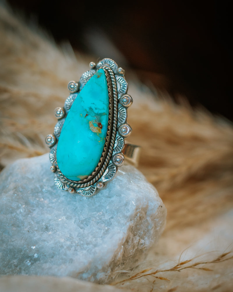 Turquoise Ring Adjustable - Smokin' Blues Turquoise