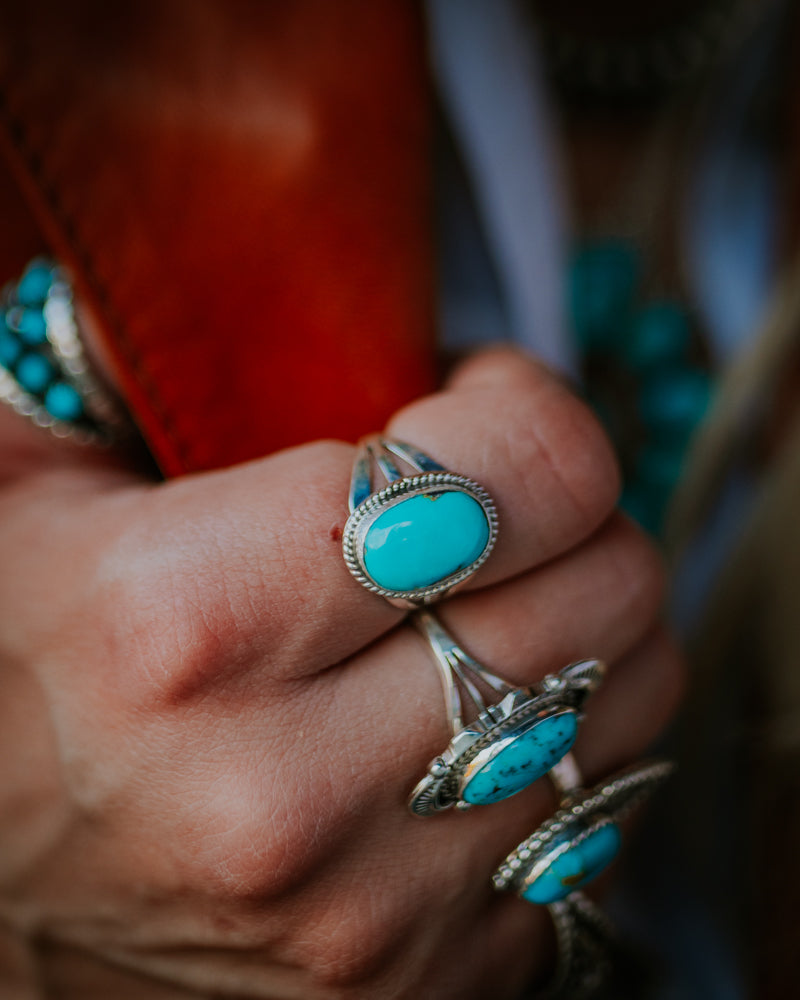 Turquoise Ring Size 8 - Smokin' Blues Turquoise