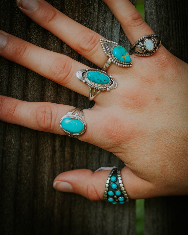 Turquoise Ring Size 8 - Smokin' Blues Turquoise