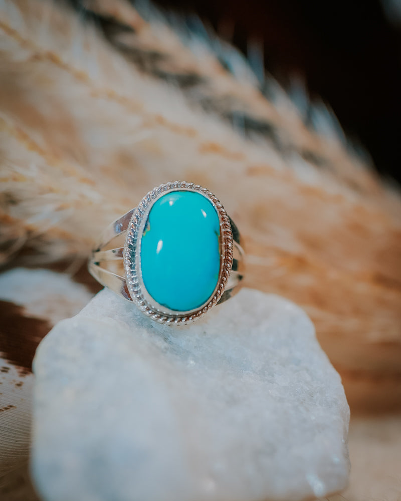 Turquoise Ring Size 8 - Smokin' Blues Turquoise