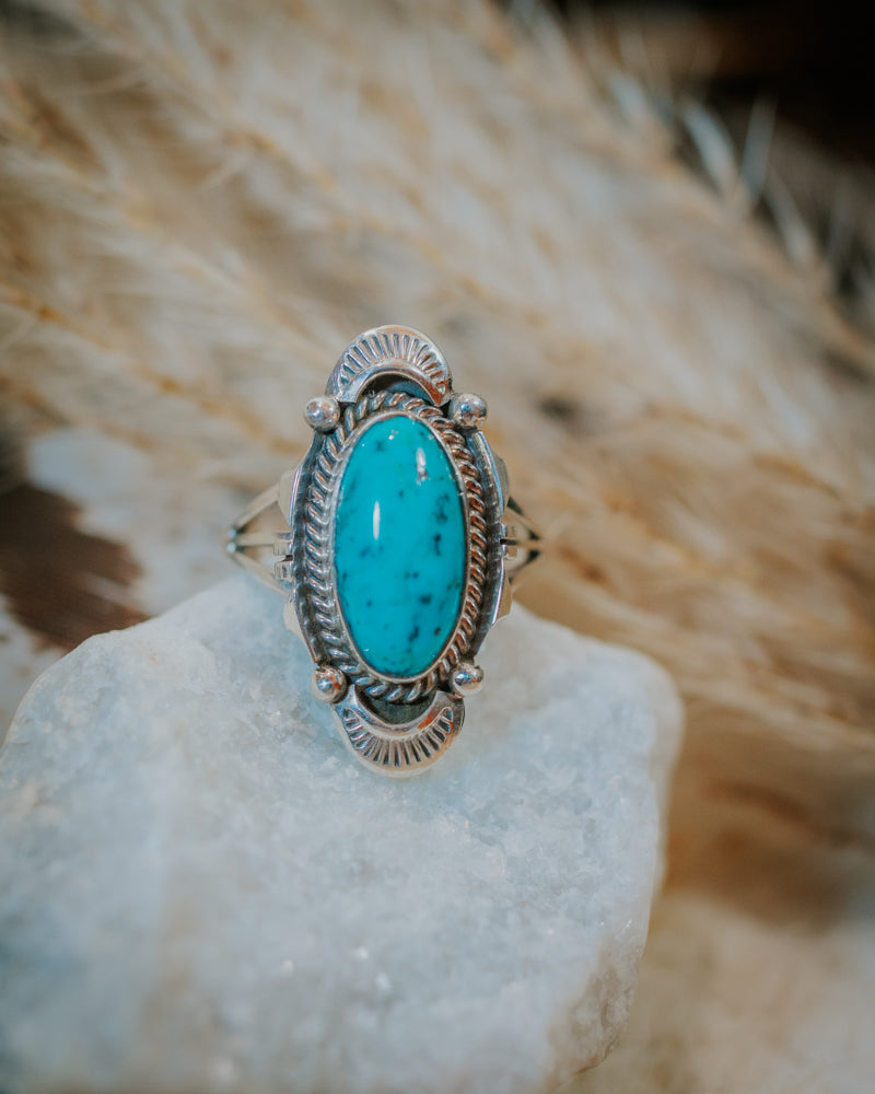 Turquoise Ring Size 8 - Smokin' Blues Turquoise