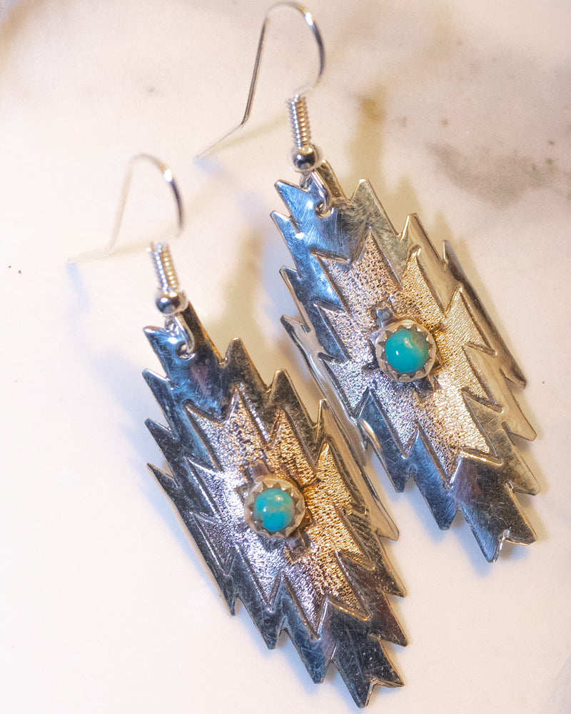 Sterling Silver & Turquoise Earrings - Smokin' Blues Turquoise