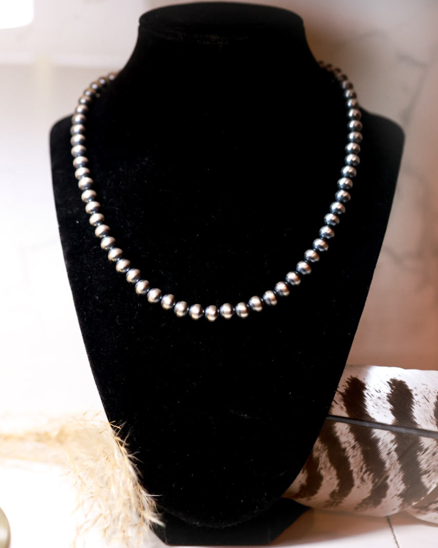 Navajo Pearl Necklace - 7MM 18” - Smokin' Blues Turquoise