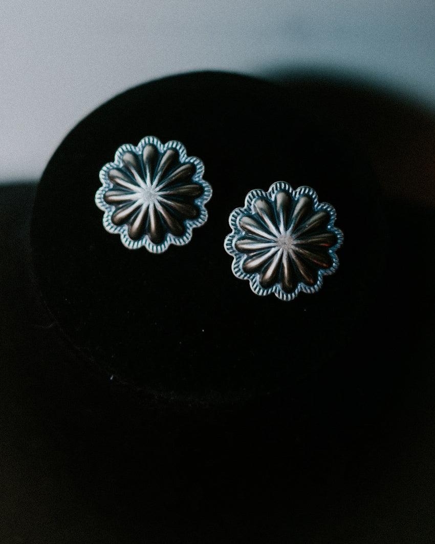 Sterling Silver Concho Earrings