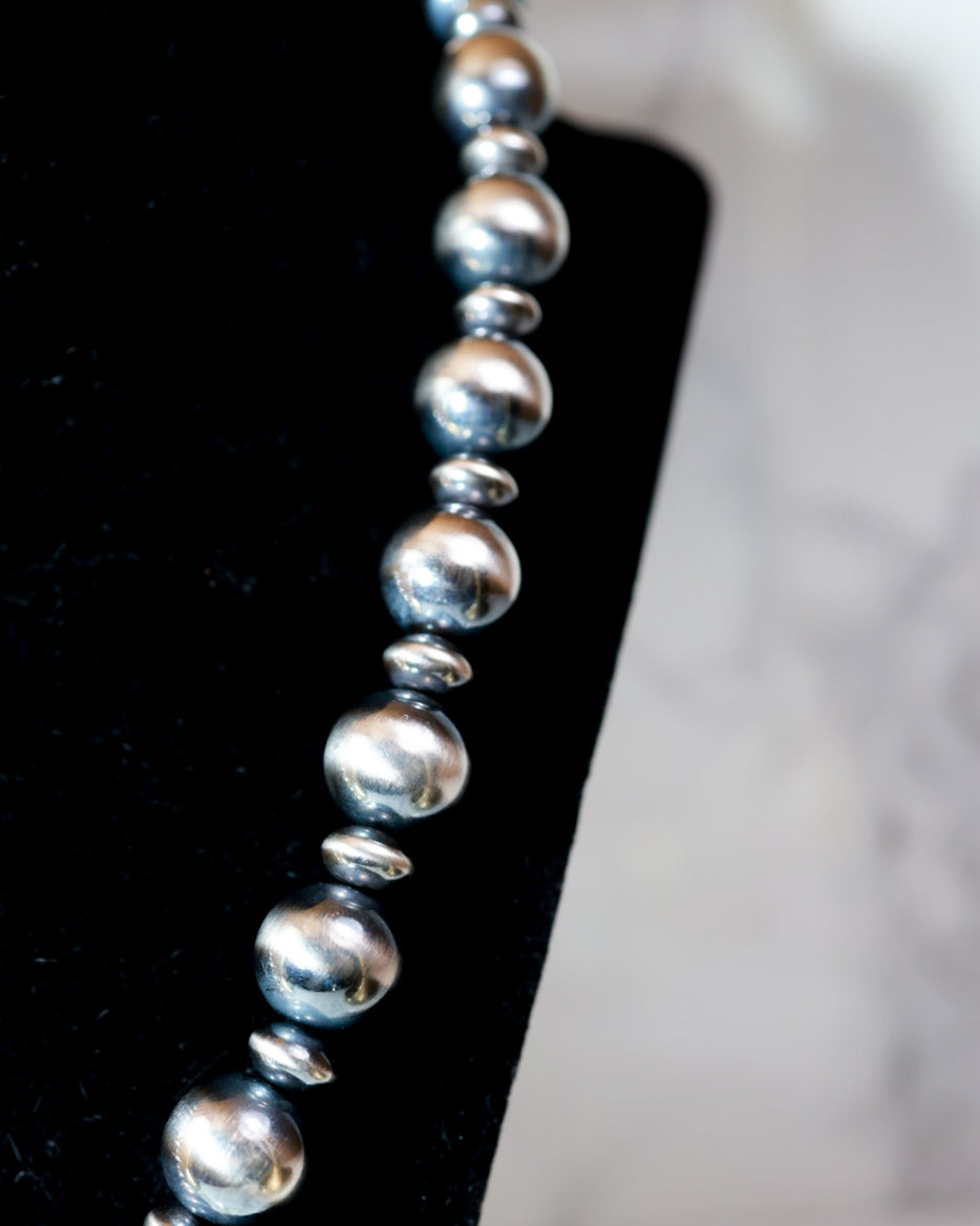 Navajo Pearl Necklace - 14MM 20” - Smokin' Blues Turquoise