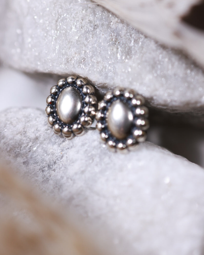 Sterling Silver Button Earrings