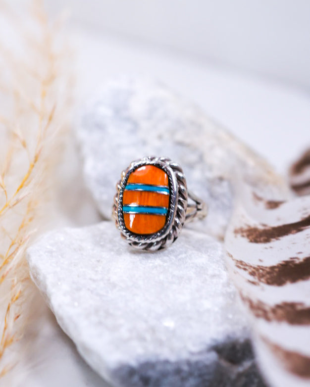 Spiny Oyster Ring | Size 6 - Smokin' Blues Turquoise