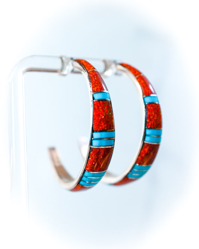 Turquoise & Opal Hoops