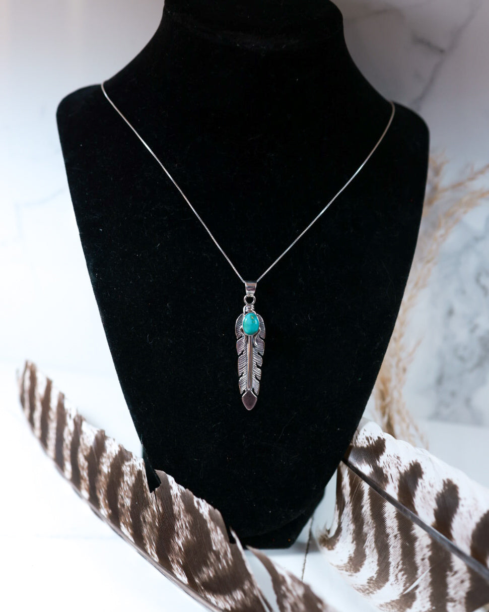 Turquoise Feather Necklace