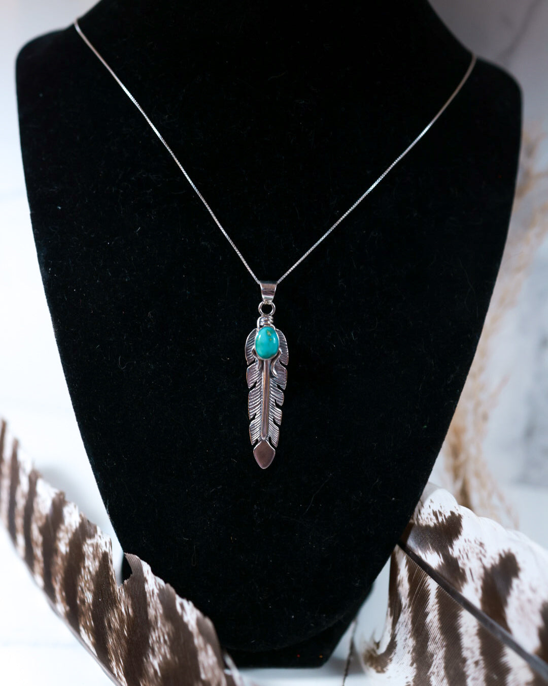 Turquoise Feather Necklace